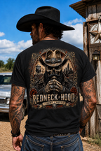 Black Southern Badass T-shirt, back bearded cowboy skull graphic