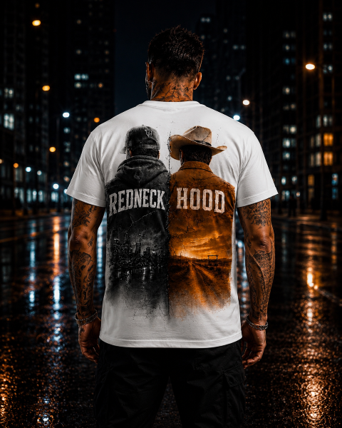 White The Concept T-shirt, back city-and-country figures graphic