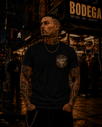 Black HoodRedneck T-shirt, front shield chest crest