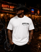 White You Ain’t Built Like Us T-shirt, front blackletter chest design