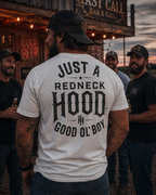 White Good Ol’ Boy T-shirt, back distressed slogan graphic