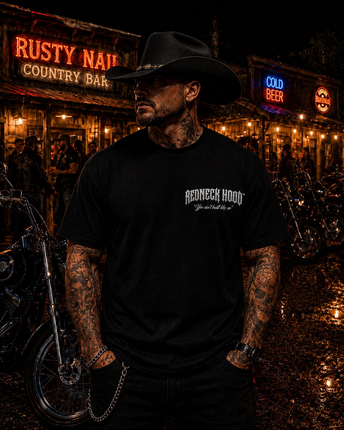 Black You Ain’t Built Like Us T-shirt, front blackletter chest design